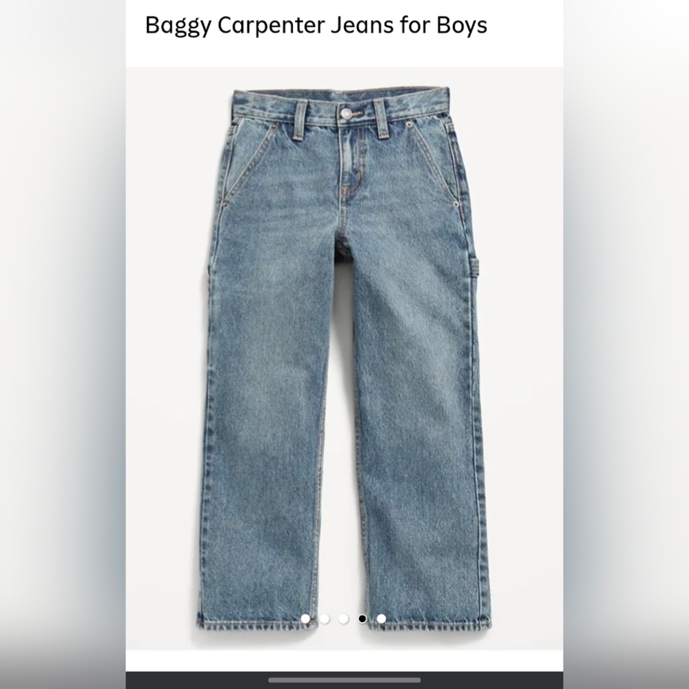 NWT Baggy Wide Leg Carpenter Medium wash Adjustable Old Navy Jeans 16 Husky